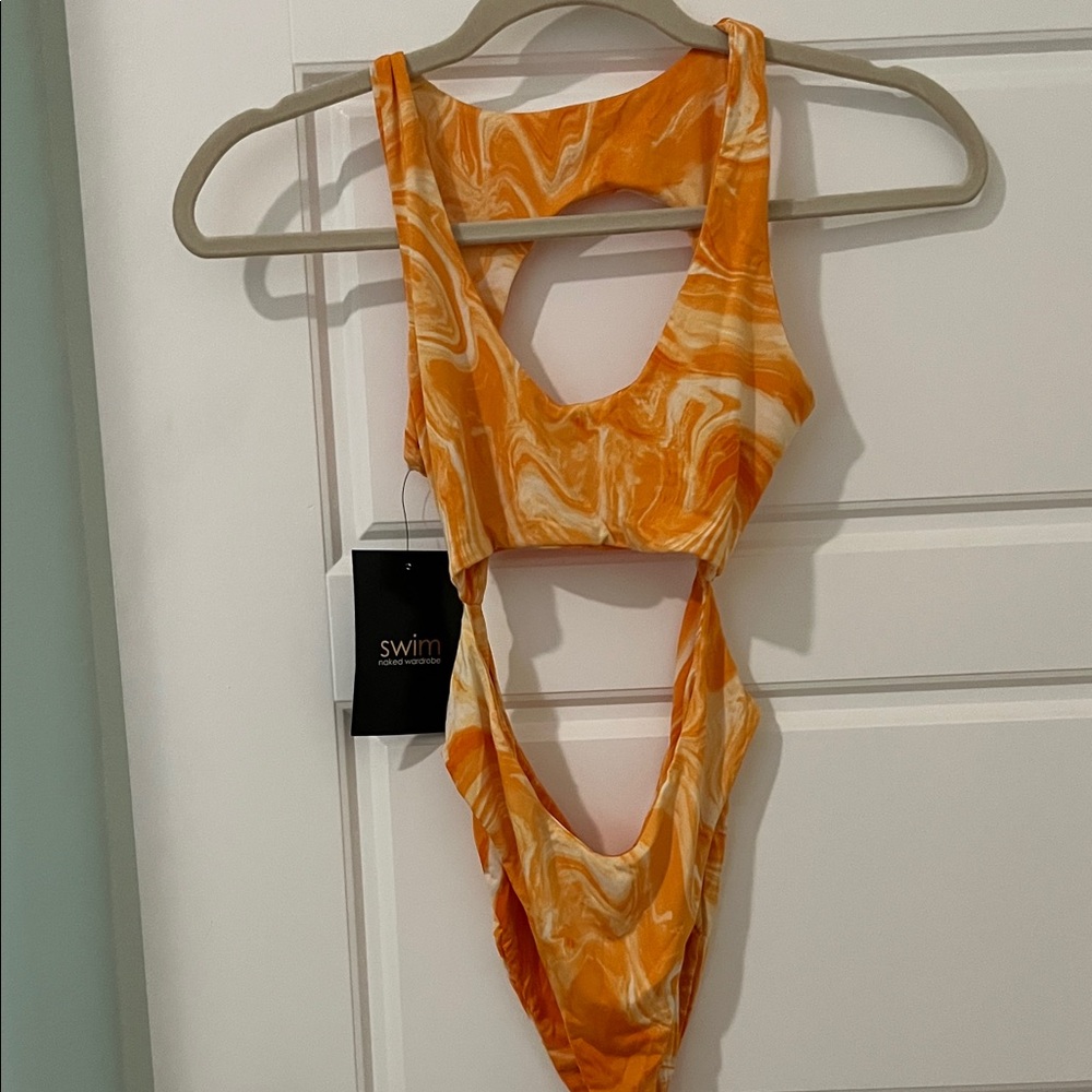 Naked Wardrobe Orange Dreamsicle One Piece Swimsuit